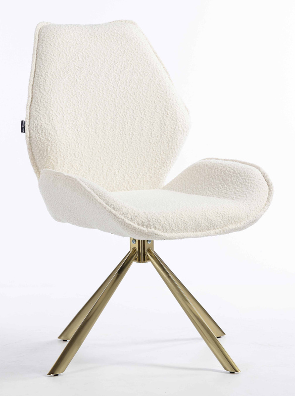 FOTEL HR350 PAJĄK KREMOWY BARANEK ZŁOTA PODSTAWA