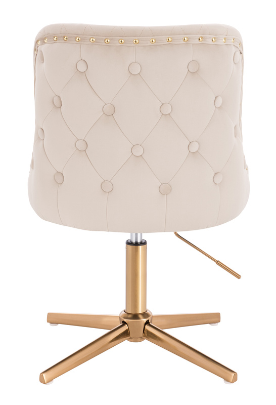 FOTEL HR940CROSS KREMOWY WELUR ZŁOTA PODSTAWA