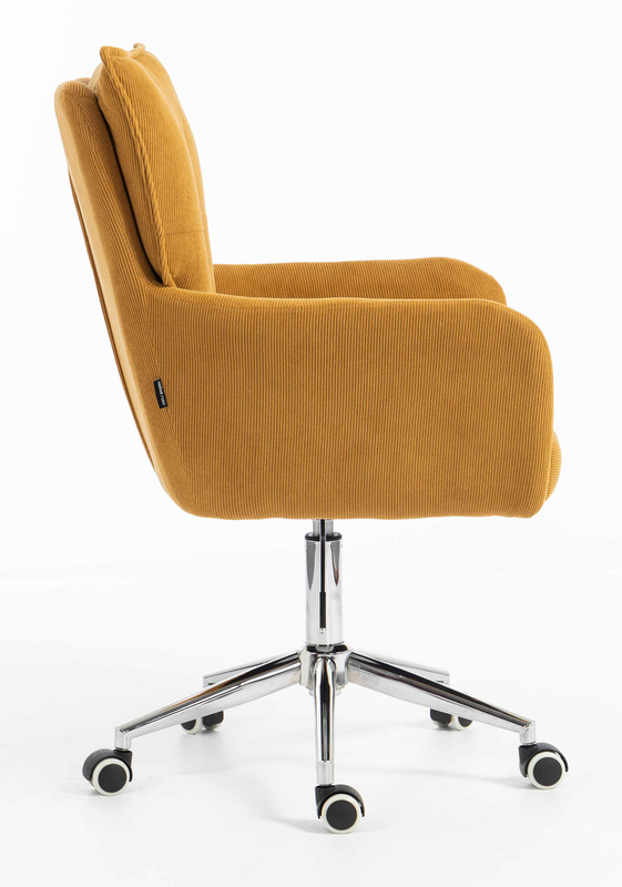 HOKER HR250K ŻÓŁTY CURRY PREMIUM CORD SZTRUKS CHROMOWANA PODSTAWA