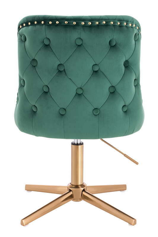 FOTEL HR940CROSS BUTELKOWA ZIELEŃ WELUR ZŁOTA PODSTAWA
