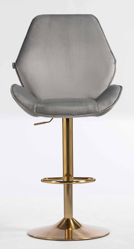 FOTEL HR350W STALOWY WELUR ZŁOTA PODSTAWA