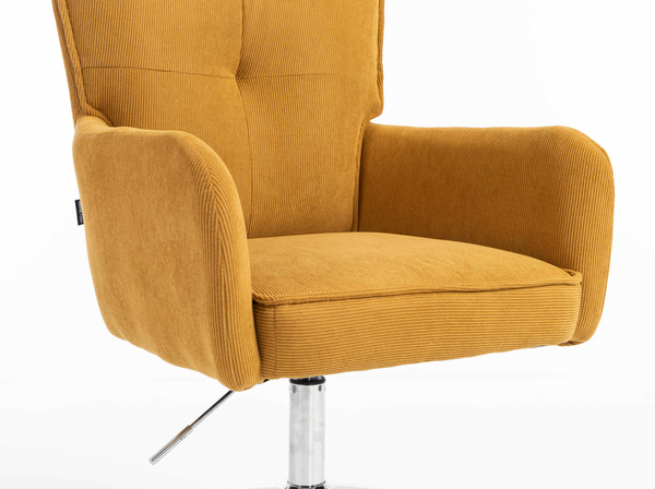 HOKER HR250K ŻÓŁTY CURRY PREMIUM CORD SZTRUKS CHROMOWANA PODSTAWA