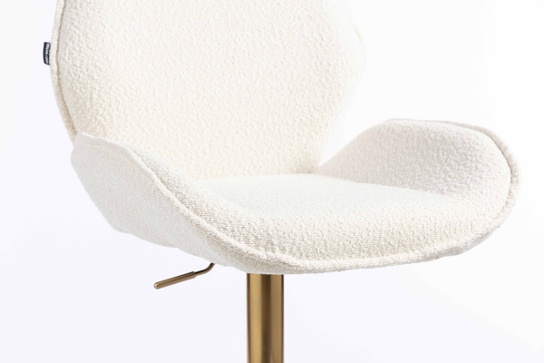 FOTEL HR350W KREMOWY BARANEK ZŁOTA PODSTAWA