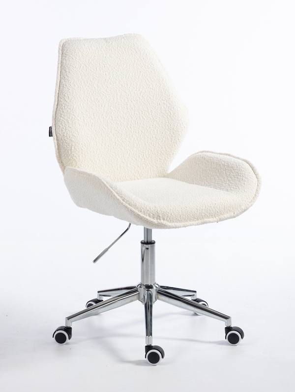 FOTEL HR350K KREMOWY BARANEK CHROMOWANA PODSTAWA