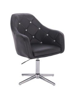 FOTEL HR830 CZARNA SKÓRA CROSS CHROM