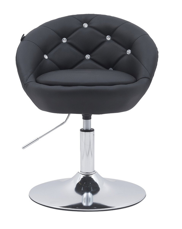 FOTEL HR948N CZARNY EKOSKÓRA CHROMOWANA PODSTAWA