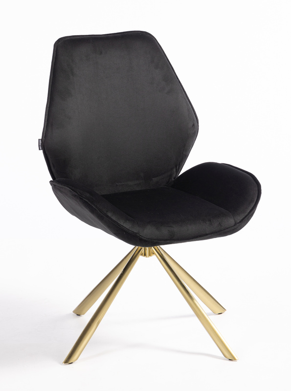 FOTEL HR350 PAJĄK CZARNY WELUR ZŁOTA PODSTAWA