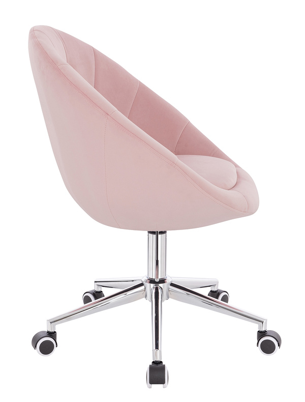 FOTEL HR8516K PUDROWY RÓŻ WELUR CHROMOWANA PODSTAWA