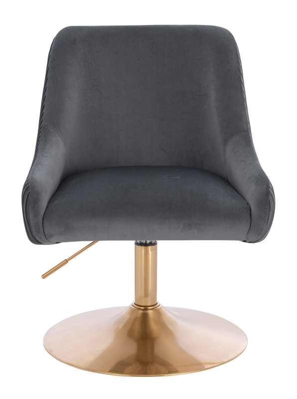 FOTEL HR920N GRAFITOWY WELUR ZŁOTA PODSTAWA