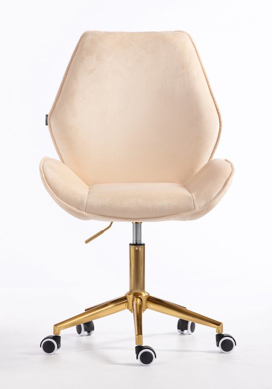 FOTEL HR350K KREMOWY WELUR ZŁOTA PODSTAWA