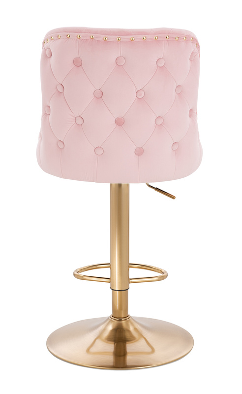 FOTEL HR940W PUDROWY RÓŻ WELUR ZŁOTA PODSTAWA