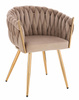 HR750 KRZESŁO ZŁOTA NOGI LATTE WELUR
