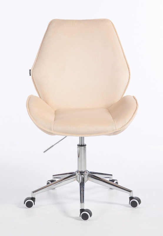 FOTEL HR350K KREMOWY WELUR CHROMOWANA PODSTAWA