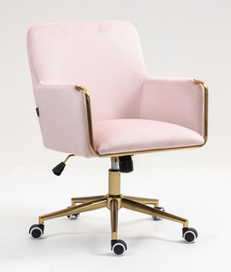 FOTEL HR4318K PUDROWY RÓŻ WELUR ZŁOTA PODSTAWA