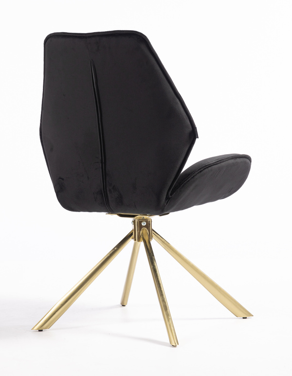FOTEL HR350 PAJĄK CZARNY WELUR ZŁOTA PODSTAWA