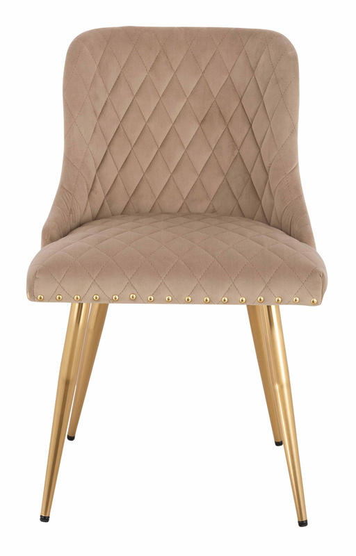 HR940 KRZESŁO ZŁOTE NOGI LATTE WELUR