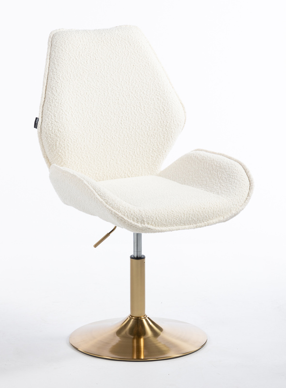 FOTEL HR350N KREMOWY BARANEK ZŁOTA PODSTAWA