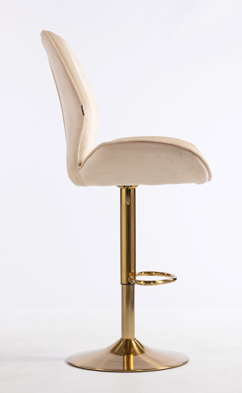 FOTEL HR350W KREMOWY WELUR ZŁOTA PODSTAWA