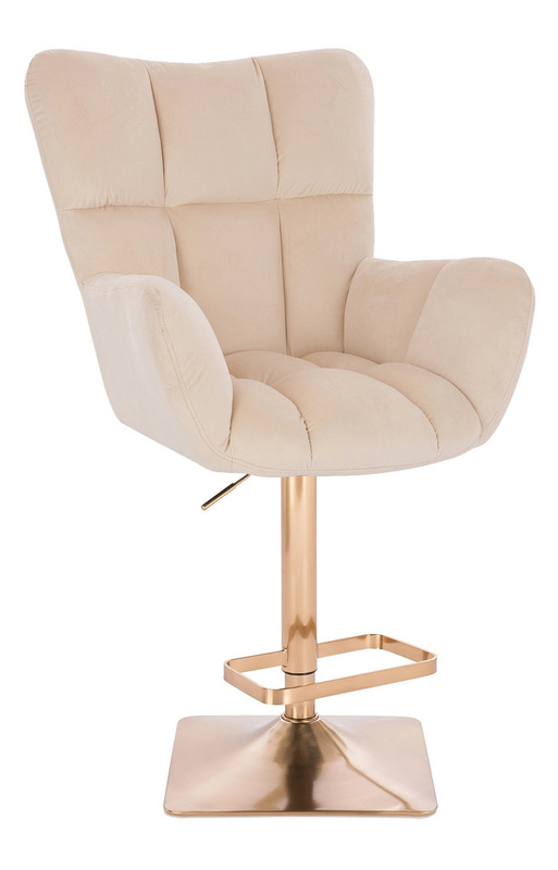 FOTEL HR650KW KREMOWY WELUR ZŁOTA PODSTAWA