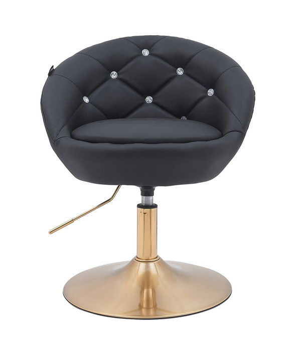 FOTEL HR948N CZARNY EKOSKÓRA ZŁOTA PODSTAWA