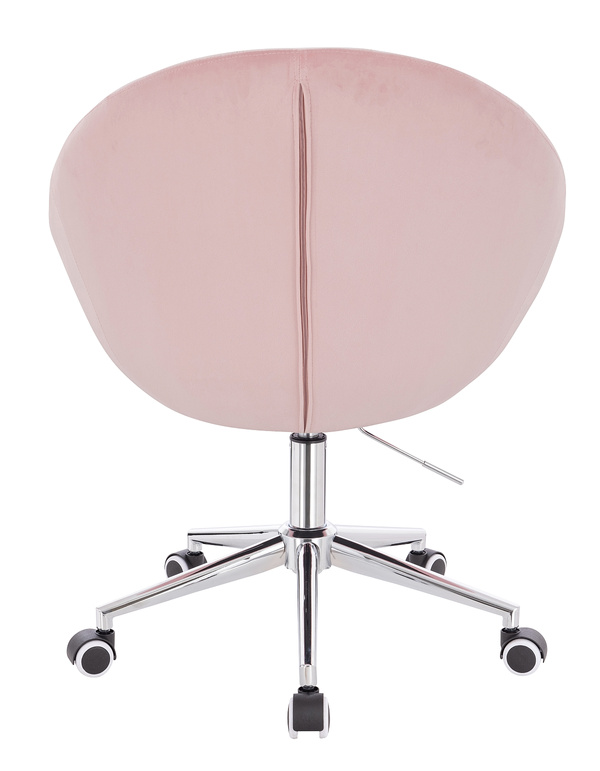 FOTEL HR8516K PUDROWY RÓŻ WELUR CHROMOWANA PODSTAWA