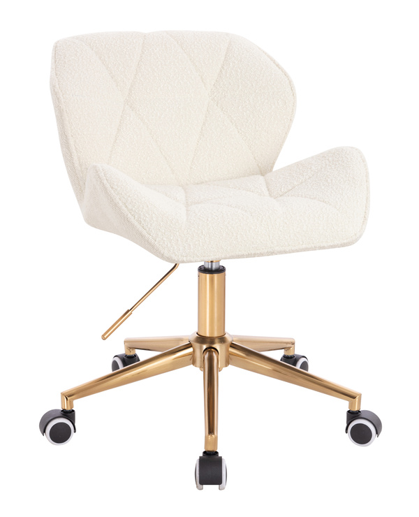 FOTEL HR111K KREMOWY BARANEK ZŁOTA PODSTAWA