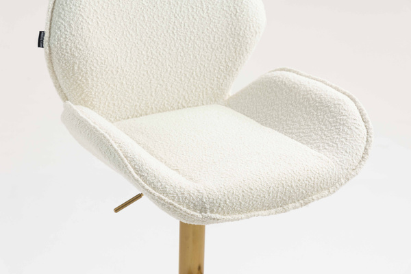 FOTEL HR350KW KREMOWY BARANEK ZŁOTA PODSTAWA