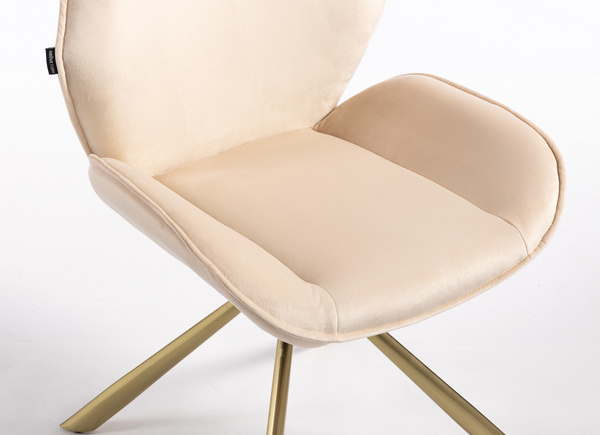 FOTEL HR350 PAJĄK KREMOWY WELUR ZŁOTA PODSTAWA