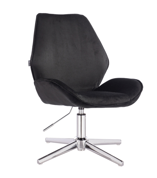 FOTEL HR350CROSS CZARNY WELUR CHROMOWANA PODSTAWAN