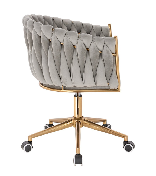 FOTEL HR750K STALOWY WELUR ZŁOTA PODSTAWA