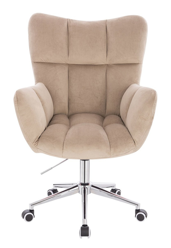 FOTEL HR650K LATTE WELUR CHROMOWANA PODSTAWA