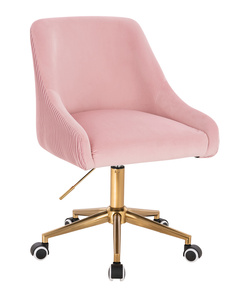FOTEL HR920K PUDROWY RÓŻ WELUR ZŁOTA PODSTAWA