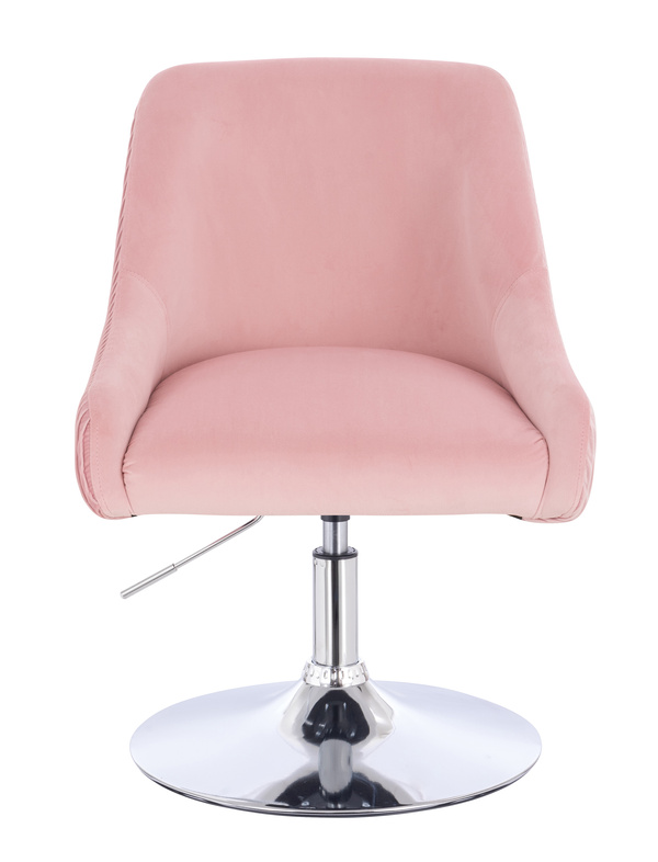 FOTEL HR920N PUDROWY RÓŻ WELUR CHROMOWANA PODSTAWA