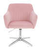 FOTEL HR190CROSS PUDROWY RÓŻ WELUR CHROMOWANA PODSTAWA