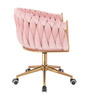 FOTEL HR750K PUDROWY RÓŻ WELUR ZŁOTA PODSTAWA