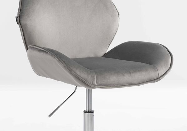 FOTEL HR350N STALOWY WELUR CHROMOWANA PODSTAWA