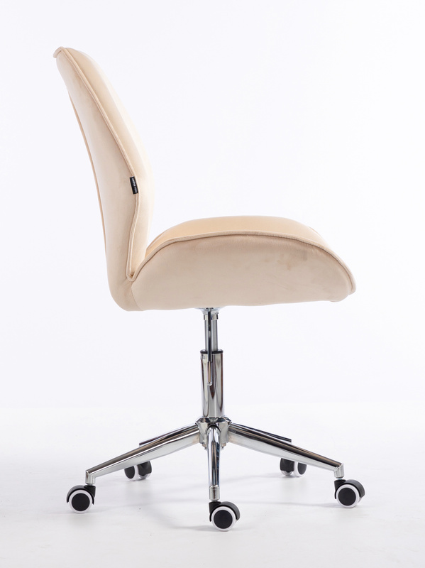 FOTEL HR350K KREMOWY WELUR CHROMOWANA PODSTAWA