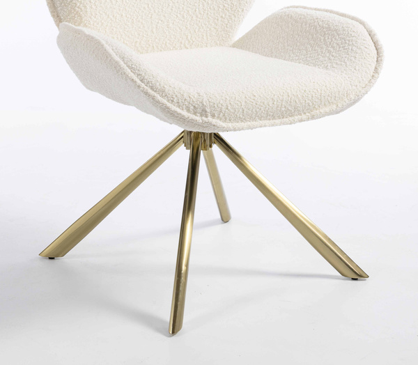 FOTEL HR350 PAJĄK KREMOWY BARANEK ZŁOTA PODSTAWA