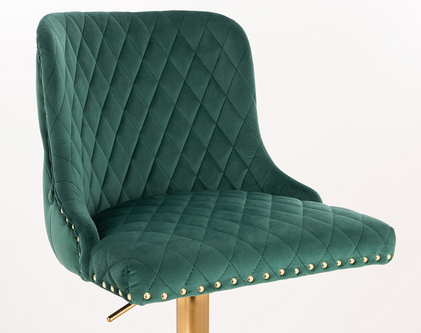 FOTEL HR940W BUTELKOWA ZIELEŃ WELUR ZŁOTA PODSTAWA
