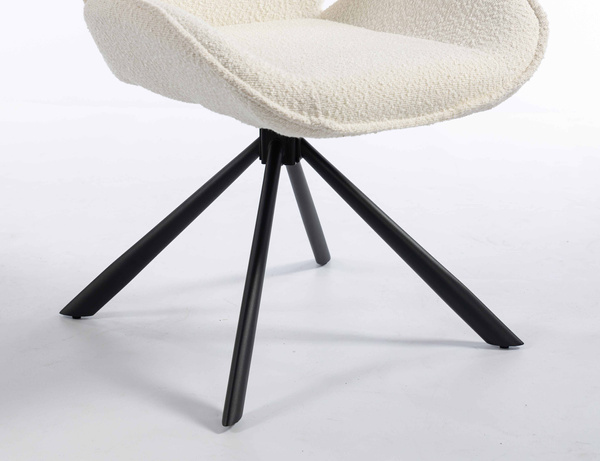 FOTEL HR350 PAJĄK KREMOWY BARANEK CZARNA PODSTAWA