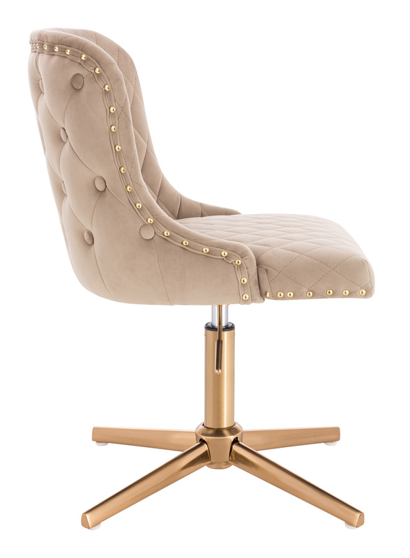 FOTEL HR940CROSS LATTE WELUR ZŁOTA PODSTAWA