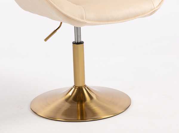 FOTEL HR350N KREMOWY WELUR ZŁOTA PODSTAWA
