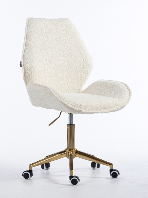 FOTEL HR350K KREMOWY BARANEK ZŁOTA PODSTAWA