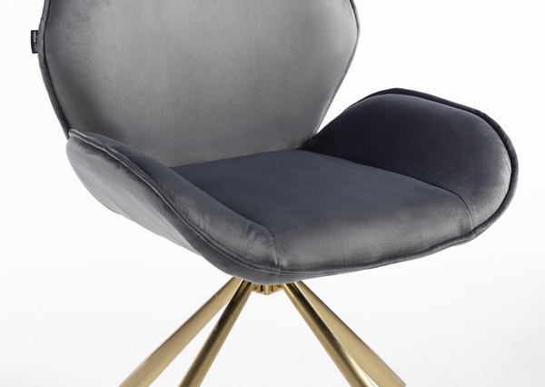 FOTEL HR350 PAJĄK GRAFITOWY WELUR ZŁOTA PODSTAWA