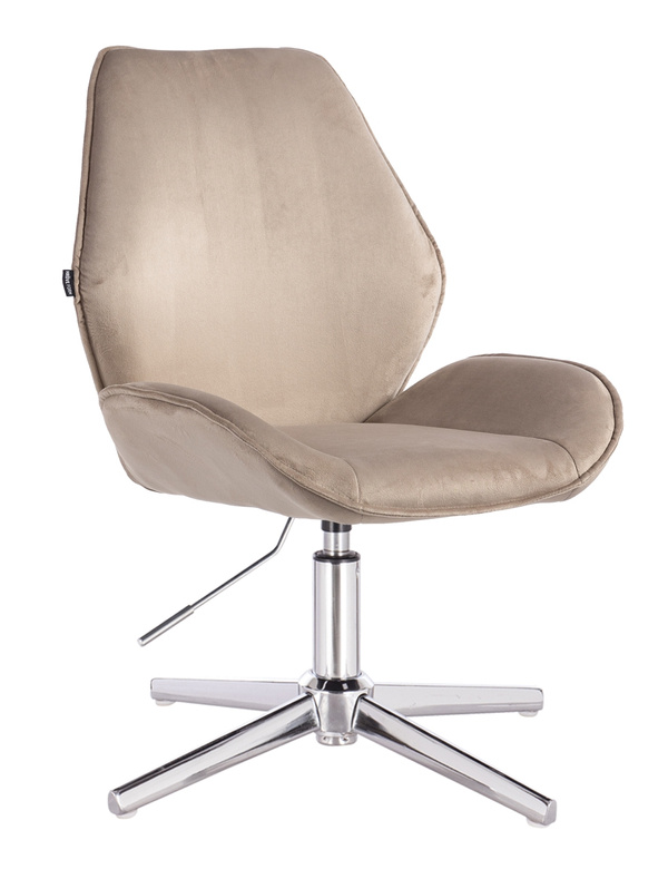 FOTEL HR350CROSS LATTE WELUR CHROMOWANA PODSTAWA