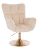 FOTEL HR650N KREMOWY WELUR ZŁOTA PODSTAWA