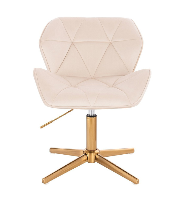 FOTEL HR111CROSS KREMOWY WELUR ZŁOTA PODSTAWA