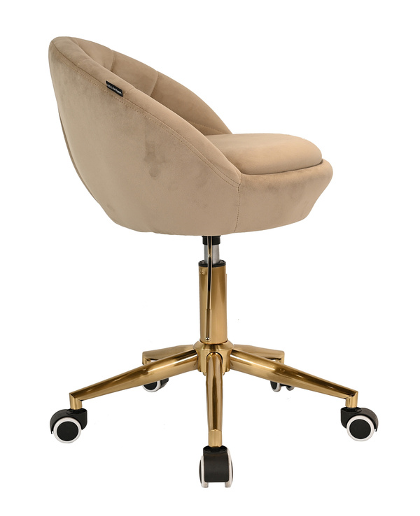 FOTEL HR948K LATTE WELUR ZŁOTA PODSTAWA