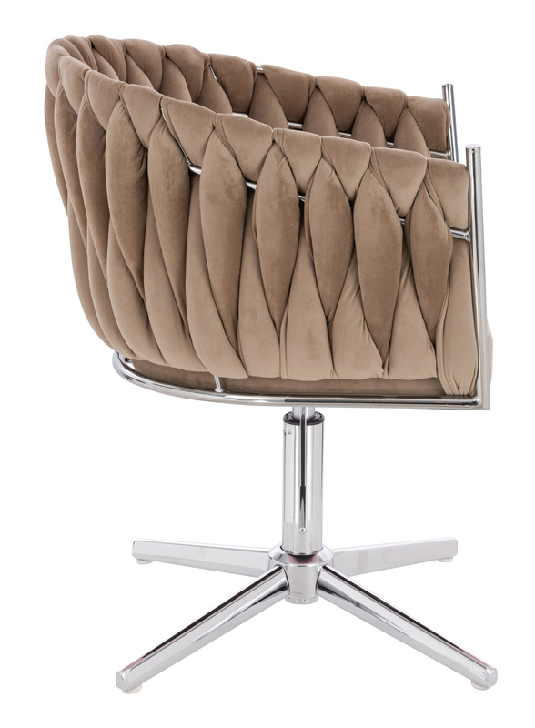 FOTEL HR750CROSS LATTE WELUR CHROMOWANA PODSTAWA