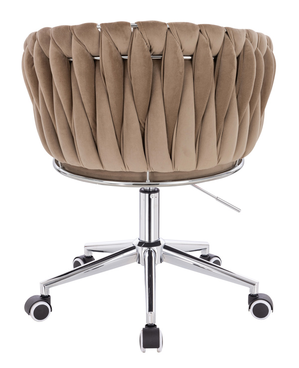 FOTEL HR750K LATTE WELUR CHROMOWANA PODSTAWA